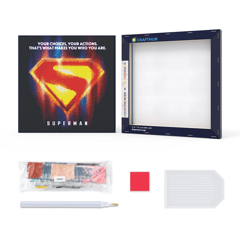 Diamond Painting Kits 9.8" x 9.8" | 25cm x 25cm Superman Logo - Diamond Painting Kit