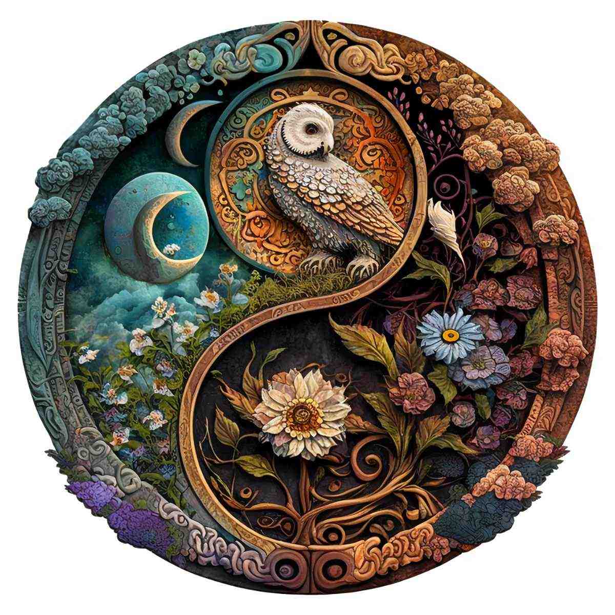 Flower & Bird Yin Yang - Puslespill