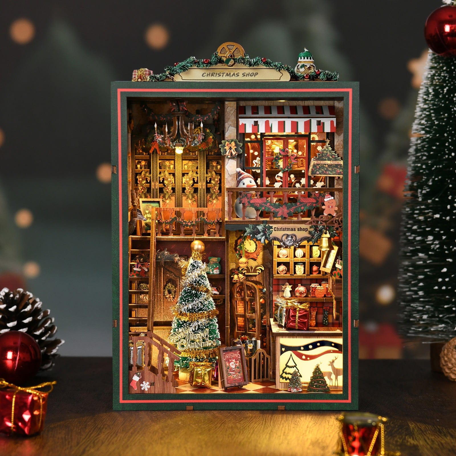 Book Nook Kits 264 Pieces | 21.5×16×11 cm (8.5"×6.3"×4.3") Christmas Shop - DIY Book Nook Kit