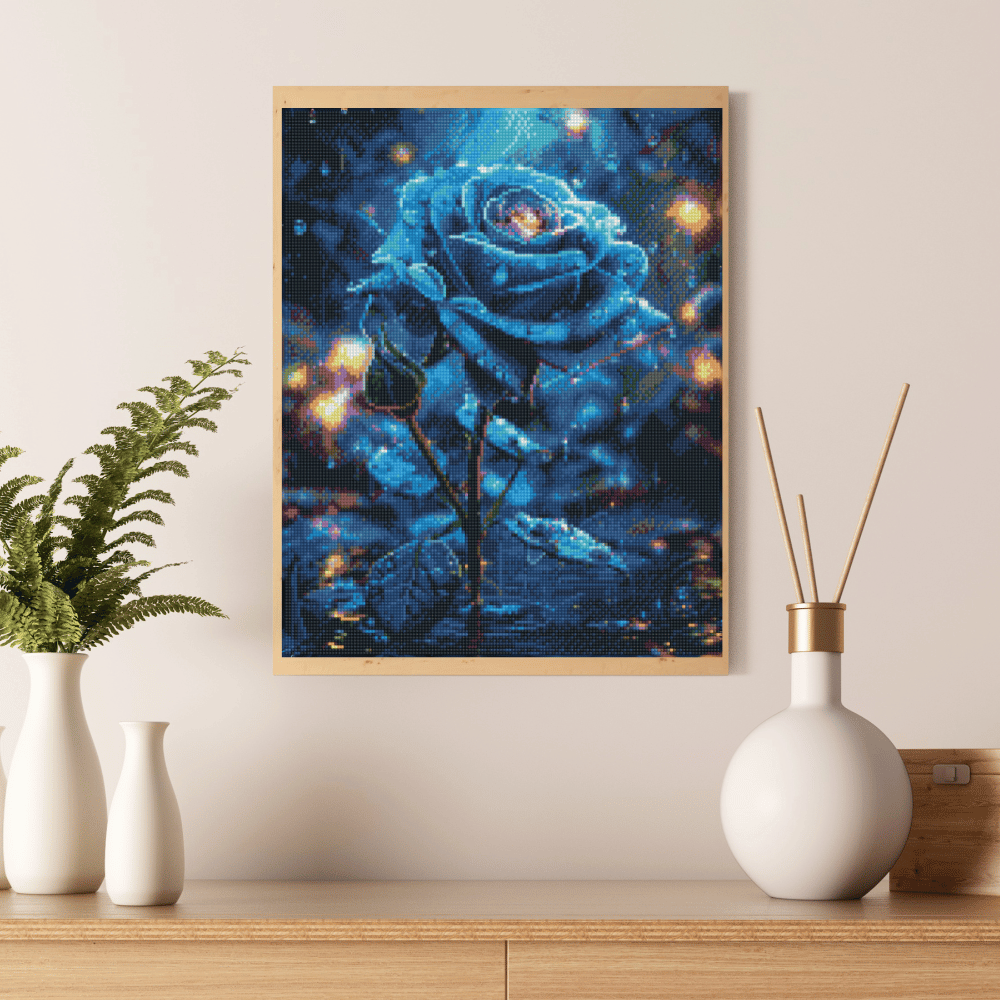 15.7" x 19.7" (40x50cm) Mysterious Blue Rose - Diamond Painting Kit