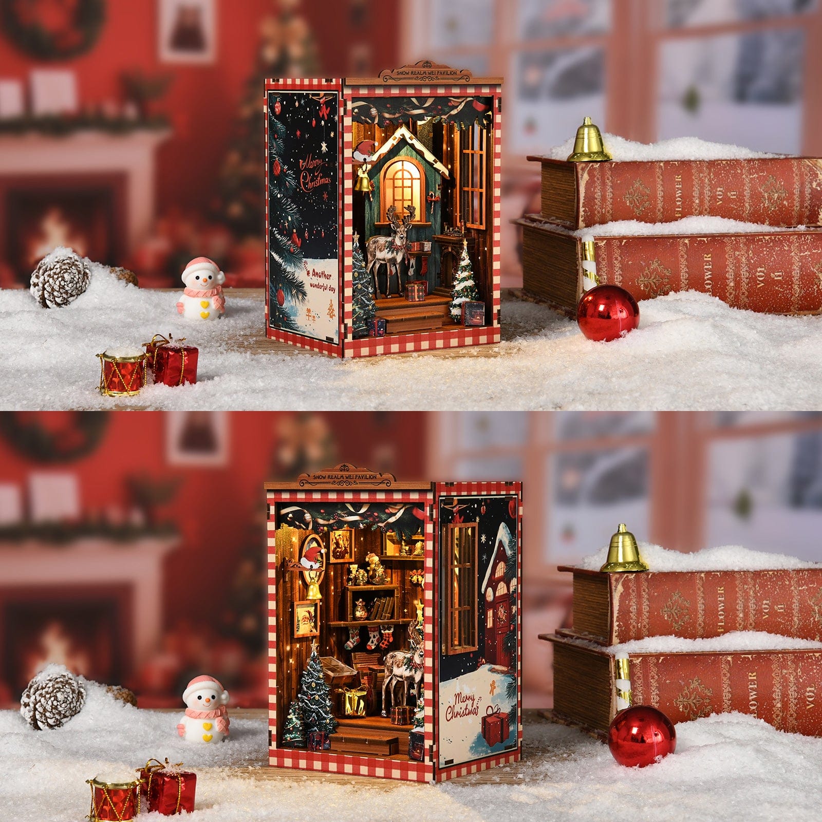 Book Nook Kits 161 Pieces | 17.5x12x10.5 cm (6.9"x4.7"x4.1") Christmas Snow Cabin - DIY Book Nook Kit
