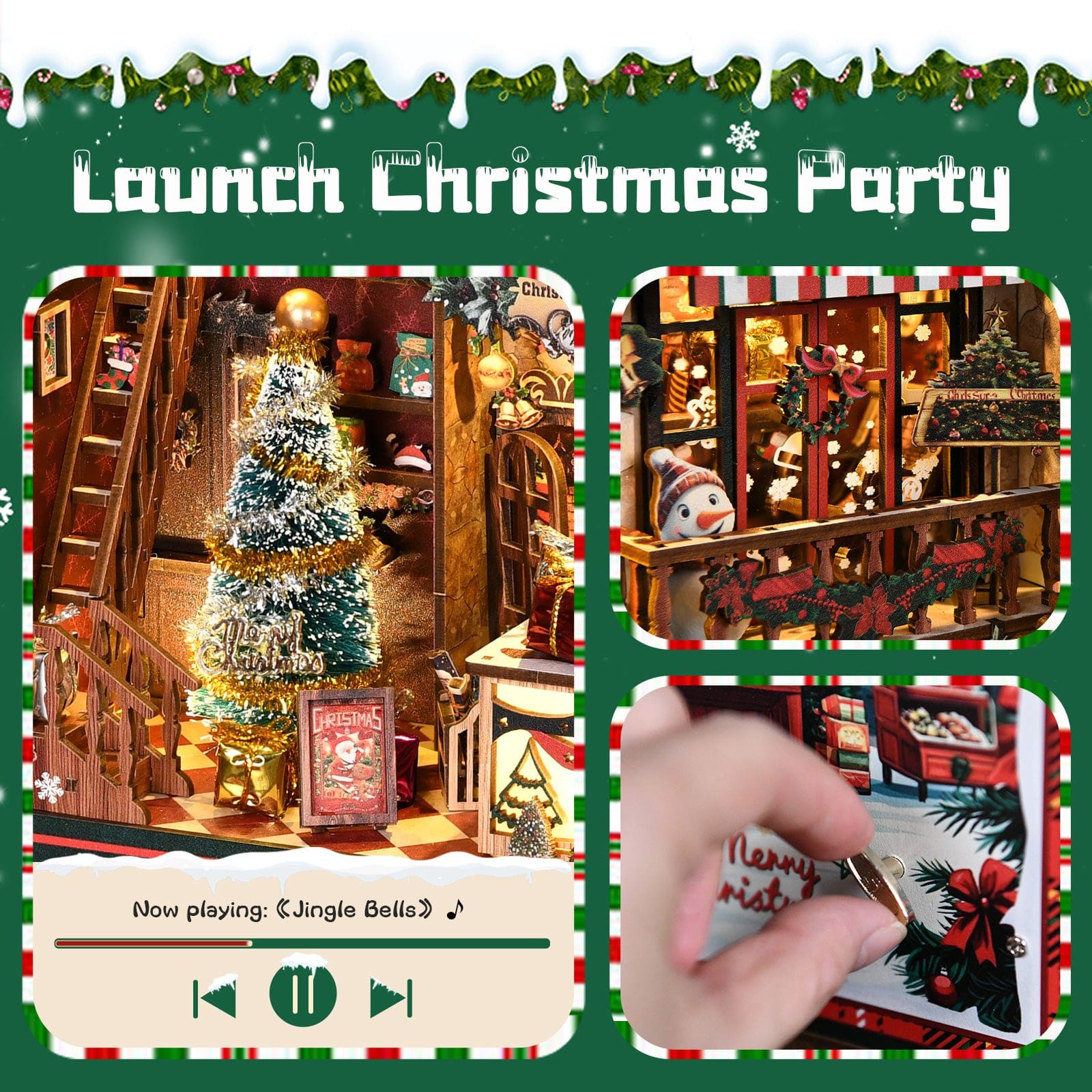 Book Nook Kits 264 Pieces | 21.5×16×11 cm (8.5"×6.3"×4.3") Christmas Shop - DIY Book Nook Kit