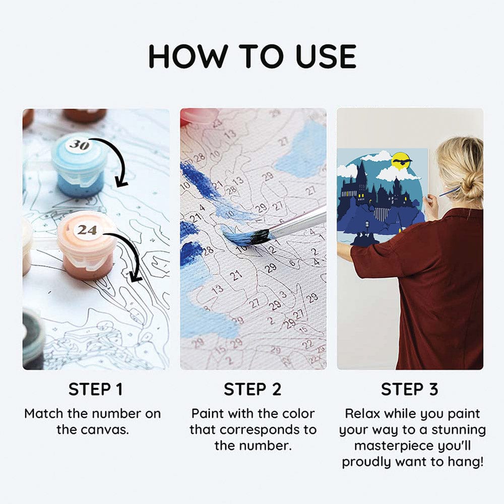 Painting By Numbers Kits 9.8" x 9.8" (25x25cm) Boats To Hogwarts - Paint By Numbers Kit