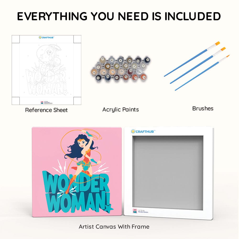 Painting By Numbers Kits 9.8" x 9.8" (25x25cm) Wonder Woman - Paint By Numbers Kit