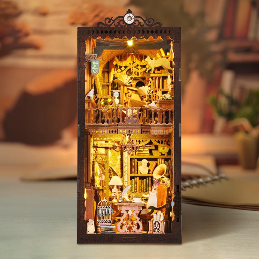 3D Wooden Puzzles 256 Pieces | 10"x7.2"x4.4" Wonder Library - DIY Book Nook Kit