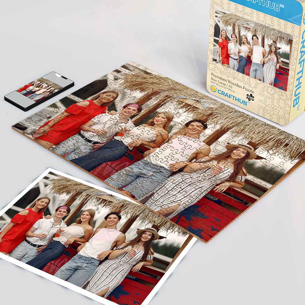 Animal Jigsaw Puzzle > Wooden Jigsaw Puzzle > Jigsaw Puzzle A3 LARGE SIZE | 11.7 x 16.5" | 200 Pieces Personalised Wooden Jigsaw Puzzle – Friends Whimsies