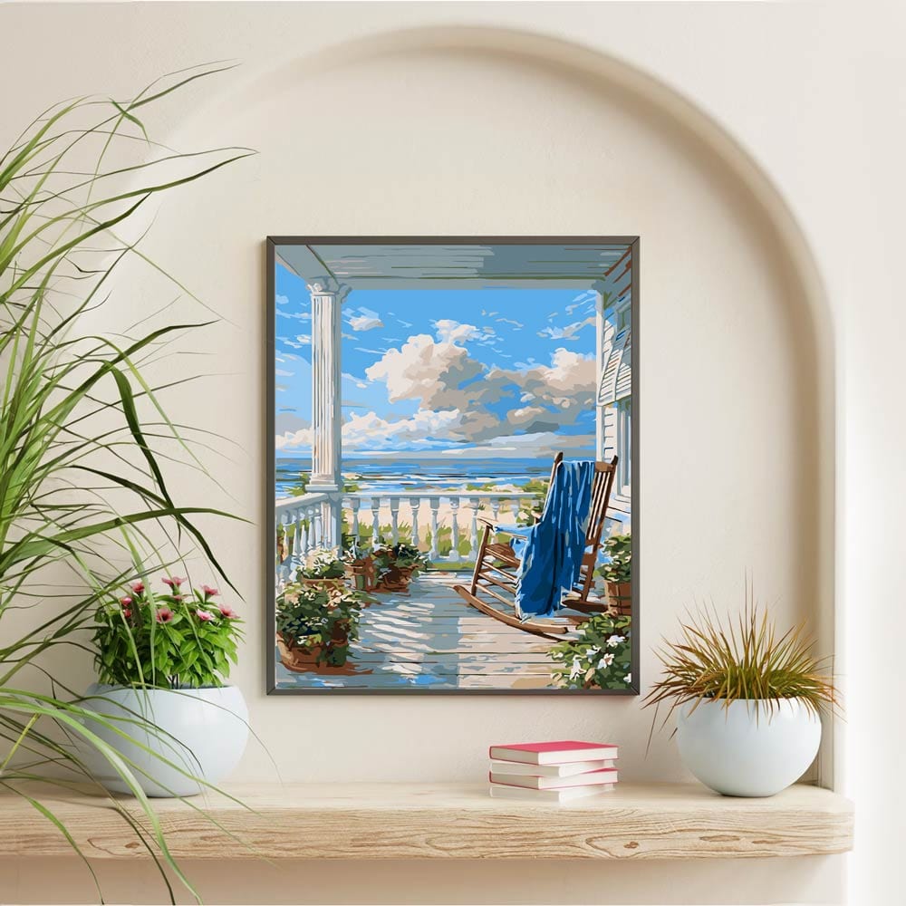 Painting By Numbers Kits 15.7" x 19.6" (40 x 50cm) Beach House View - Paint By Numbers Kit