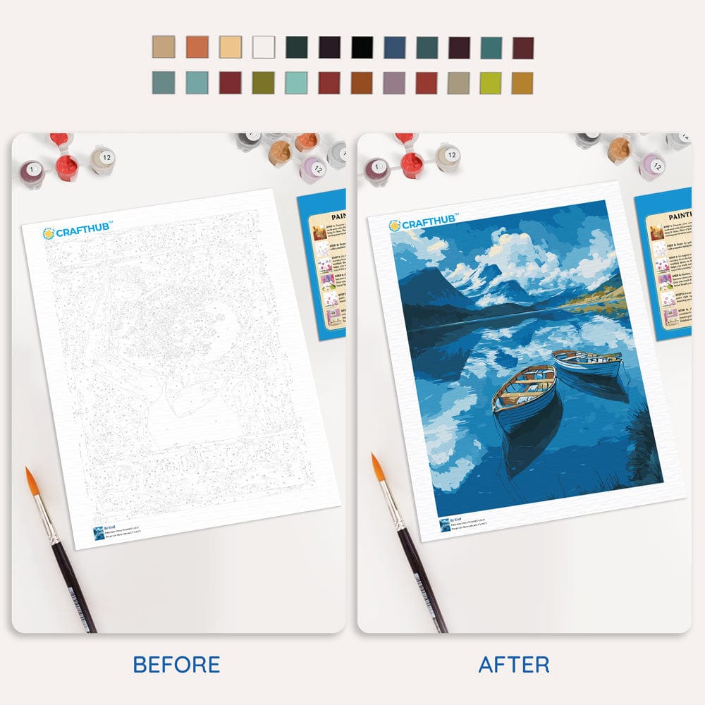 Painting By Numbers Kits 15.7" x 19.6" (40 x 50cm) Boats on the Lake - Paint By Numbers Kit