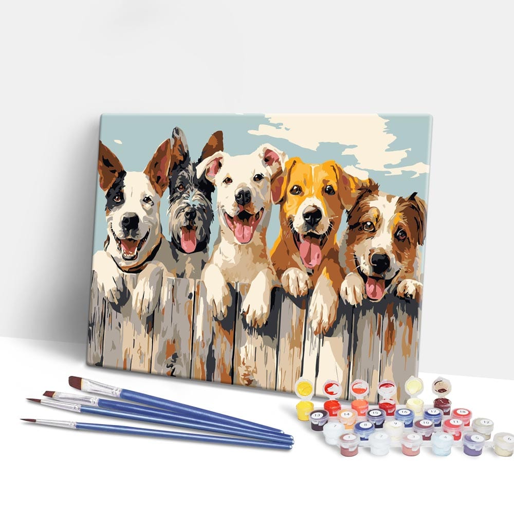 Painting By Numbers Kits 15.7" x 19.6" (40 x 50cm) Happy Dogs - Paint By Numbers Kit