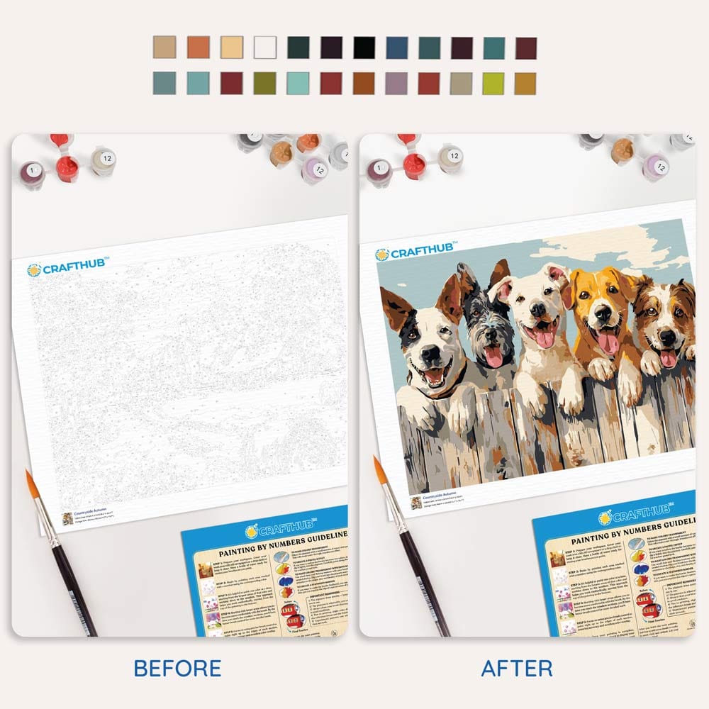 Painting By Numbers Kits 15.7" x 19.6" (40 x 50cm) Happy Dogs - Paint By Numbers Kit