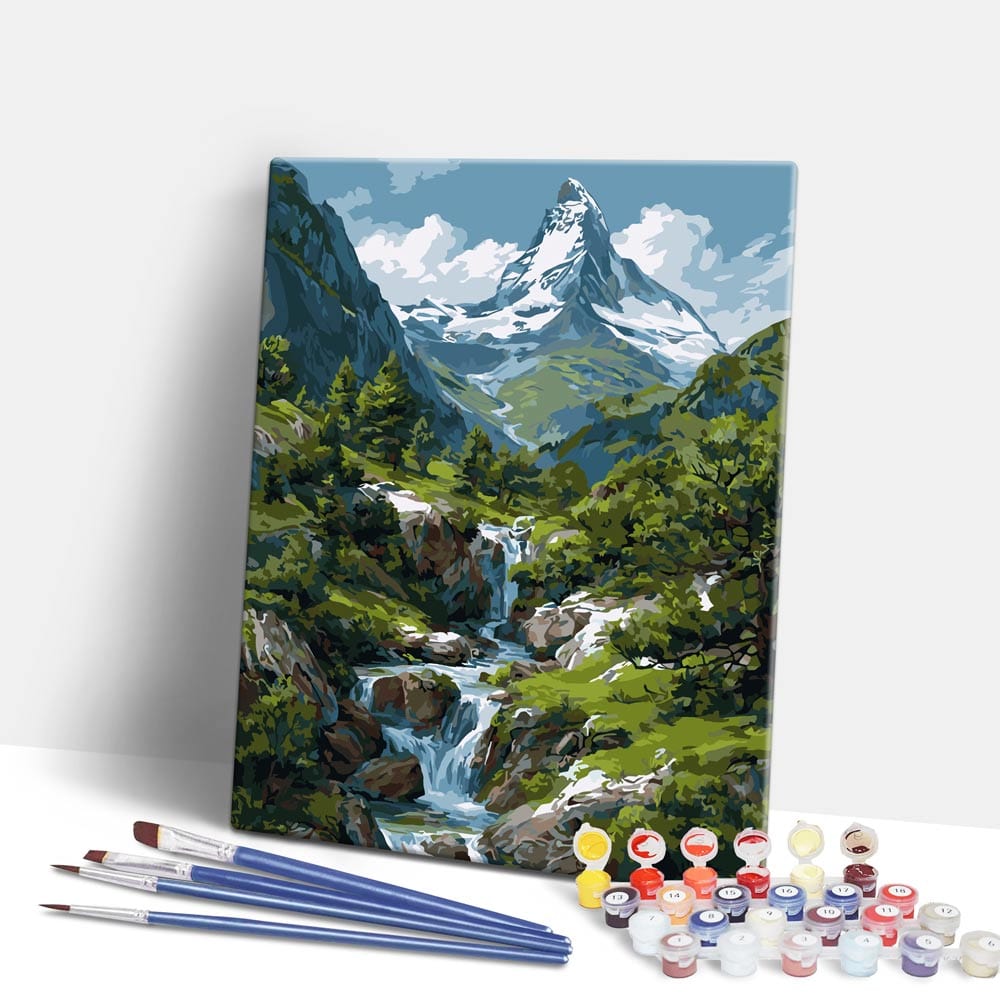 Painting By Numbers Kits 15.7" x 19.6" (40 x 50cm) Mountain Stream - Paint By Numbers Kit