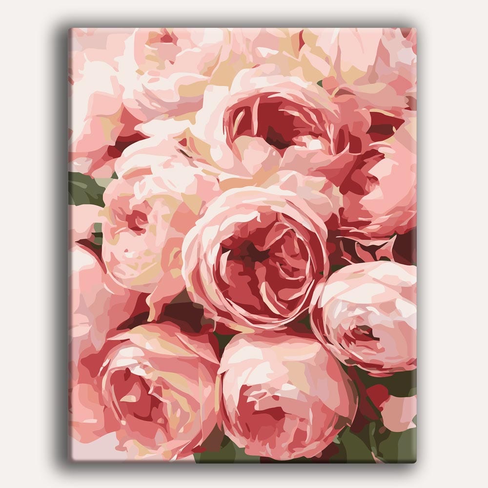 Painting By Numbers Kits 15.7" x 19.6" (40 x 50cm) Pink Roses  - Paint By Numbers Kit