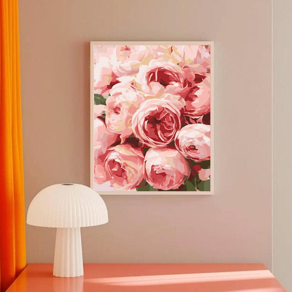 Painting By Numbers Kits 15.7" x 19.6" (40 x 50cm) Pink Roses  - Paint By Numbers Kit