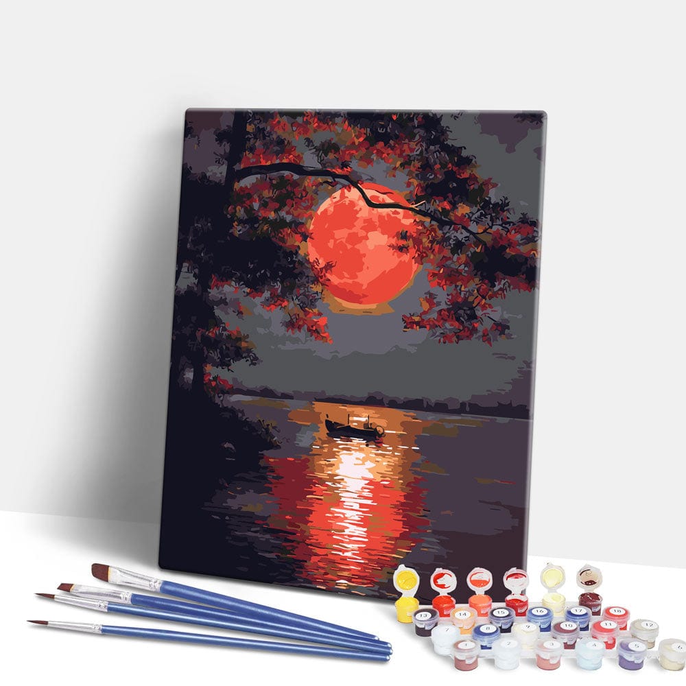 Painting By Numbers Kits 15.7" x 19.6" (40 x 50cm) Red Moon - Paint By Numbers Kit