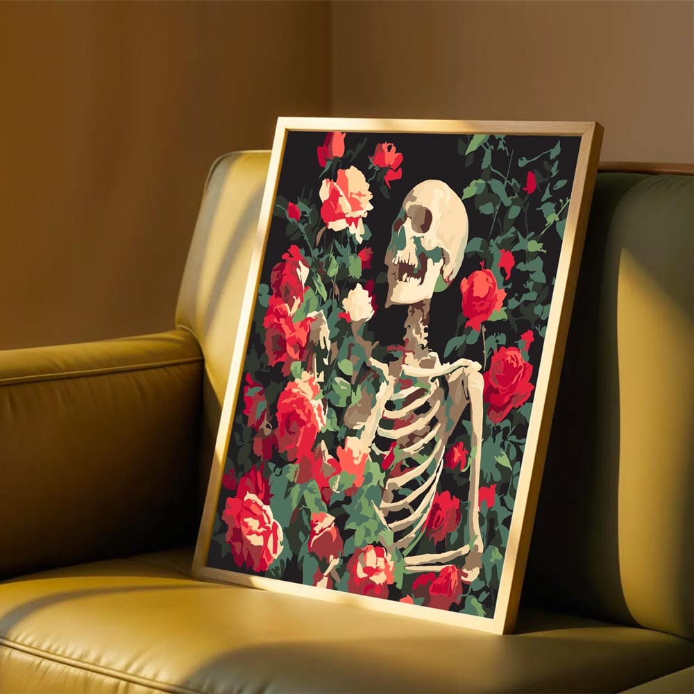 Painting By Numbers Kits 15.7" x 19.6" (40 x 50cm) Rose Skull - Paint By Numbers Kit