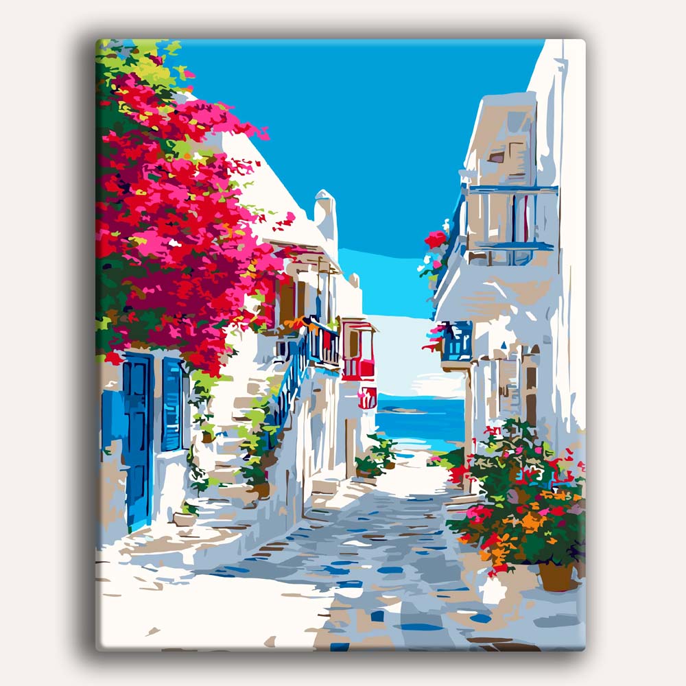 Painting By Numbers Kits 15.7" x 19.6" (40 x 50cm) Santorini Sea View - Paint By Numbers Kit