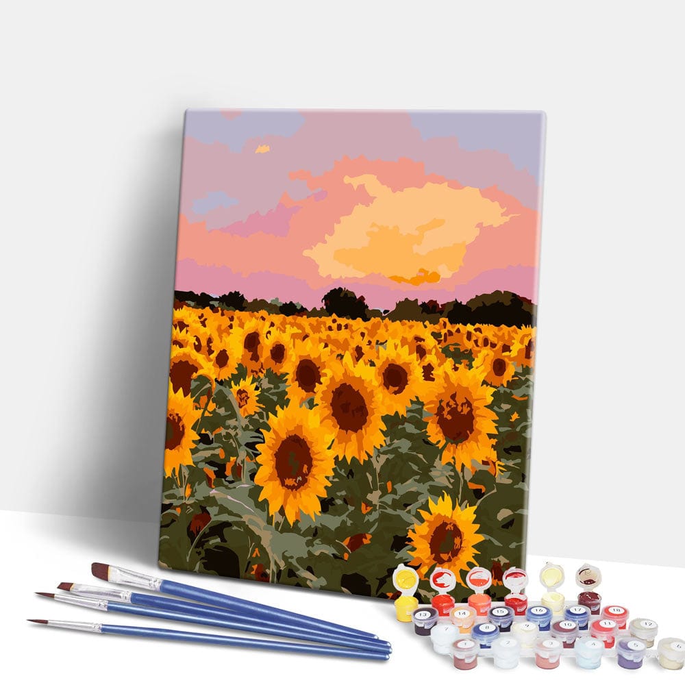 Painting By Numbers Kits 15.7" x 19.6" (40 x 50cm) Sunflower Field - Paint By Numbers Kit