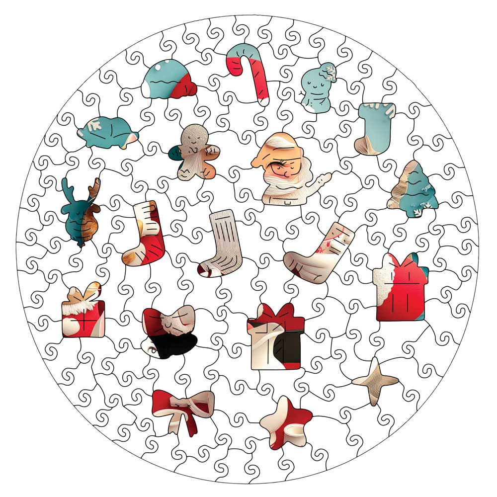 Julenissen med Katter - Puslespill