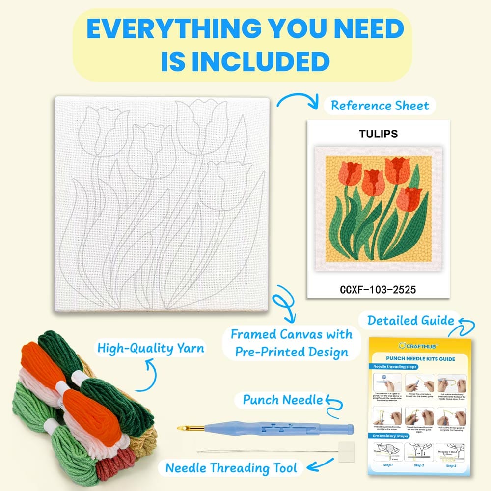 Tulips - Punch Needle Kit – Craft Hub Norway