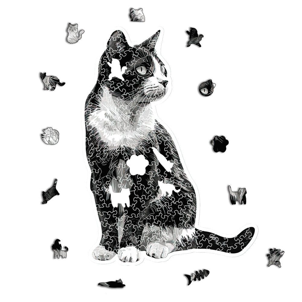 Animal Jigsaw Puzzle > Wooden Jigsaw Puzzle > Jigsaw Puzzle Black and White Cat - Jigsaw Puzzle