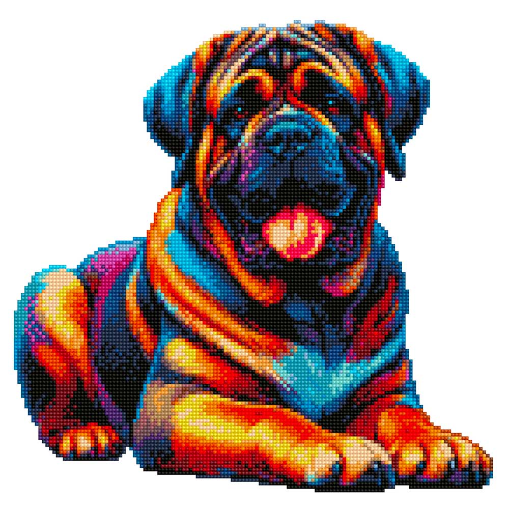 15.7"x15.7" / 40cm x 40cm English Mastiff Dog - Diamond Painting Kit