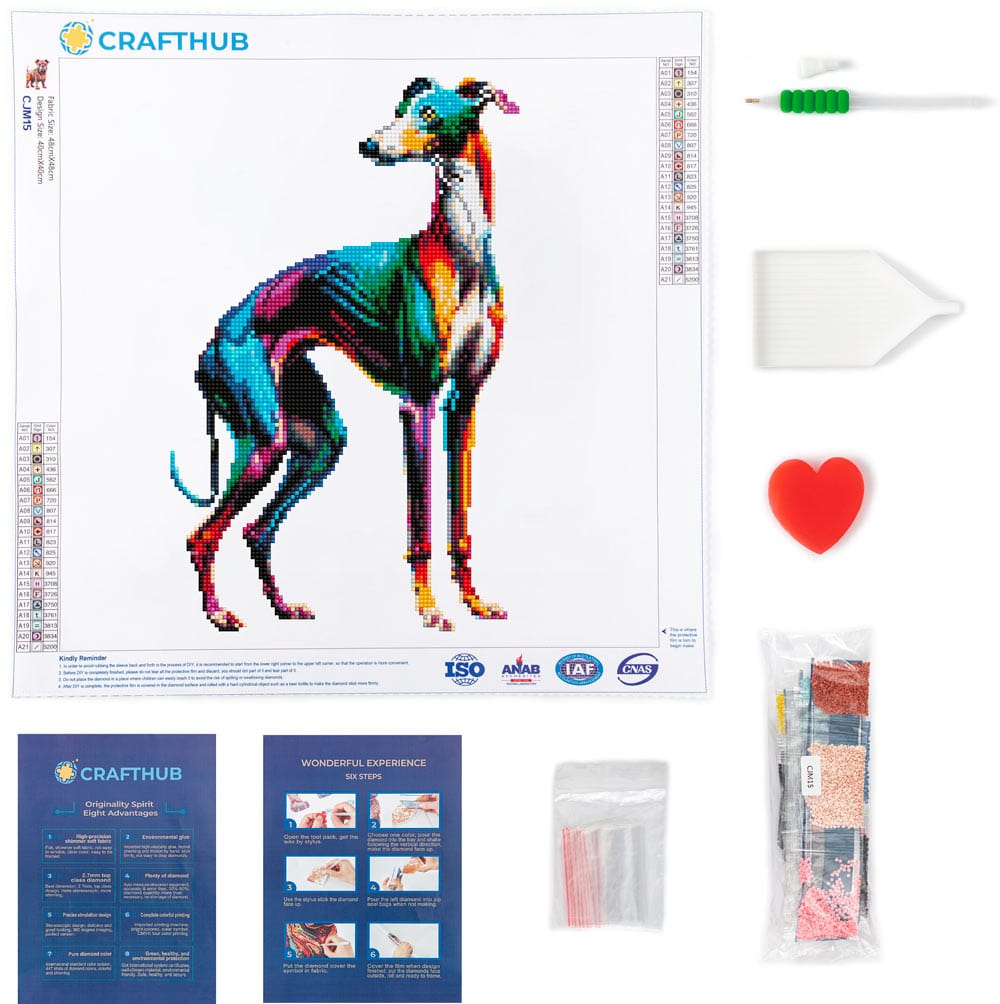 15.7"x15.7" / 40cm x 40cm Italian Greyhound Dog - Diamond Painting Kit