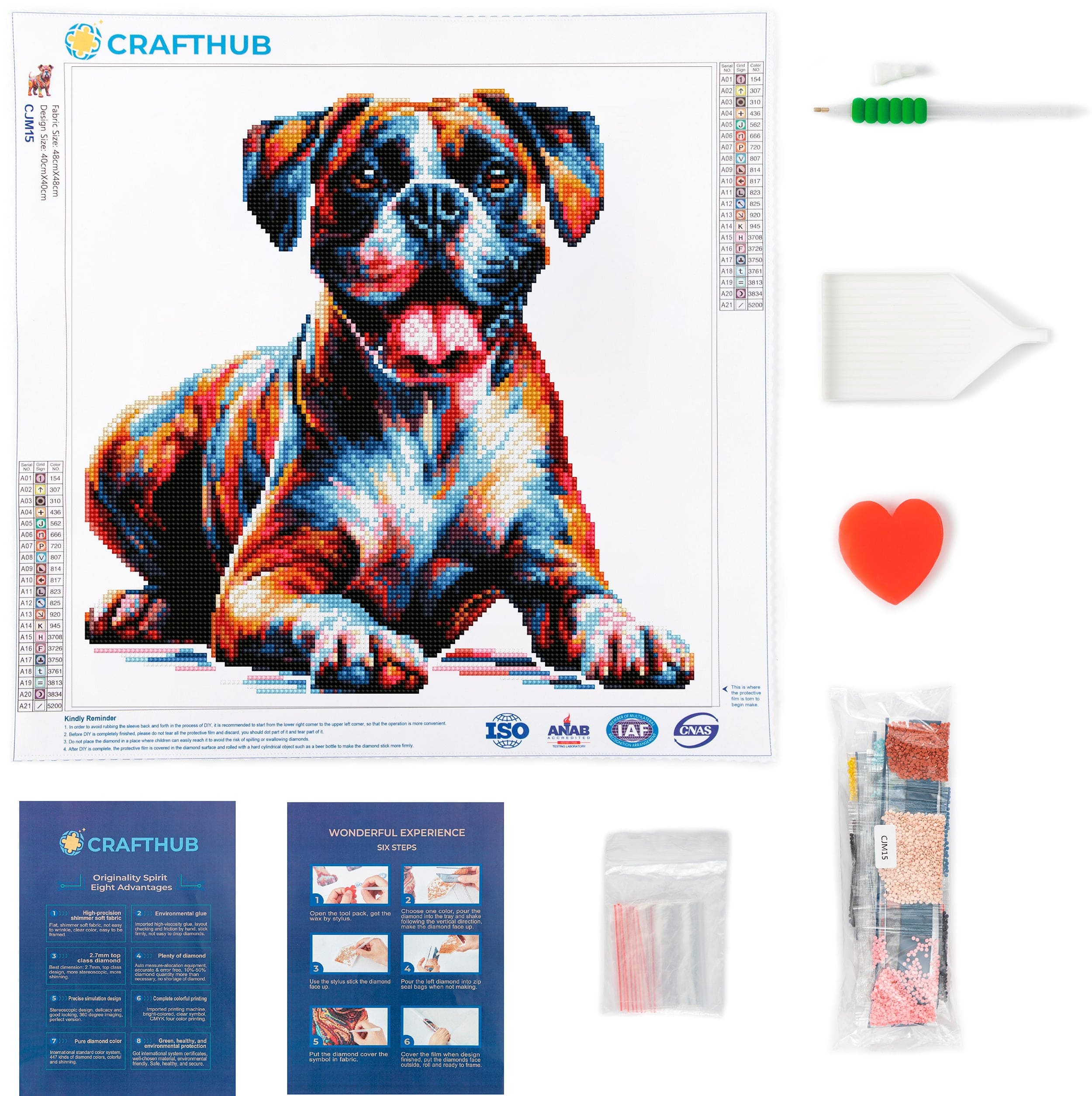 15.7"x15.7" / 40cm x 40cm Boxer Dog - Diamond Painting Kit