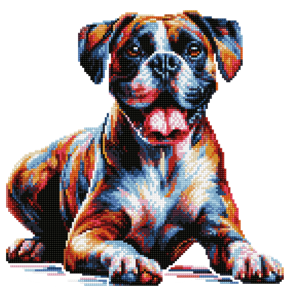 15.7"x15.7" / 40cm x 40cm Boxer Dog - Diamond Painting Kit