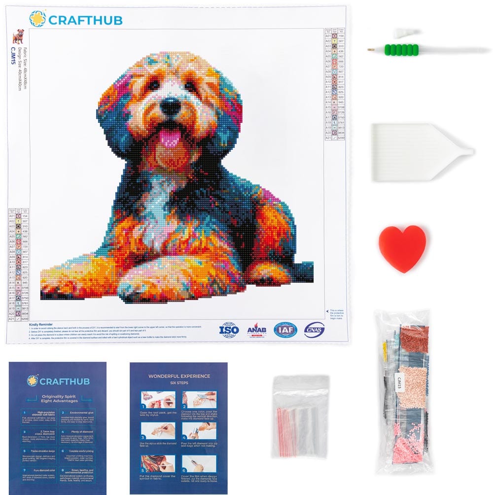 15.7"x15.7" / 40cm x 40cm Sheepadoodle Dog - Diamond Painting Kit