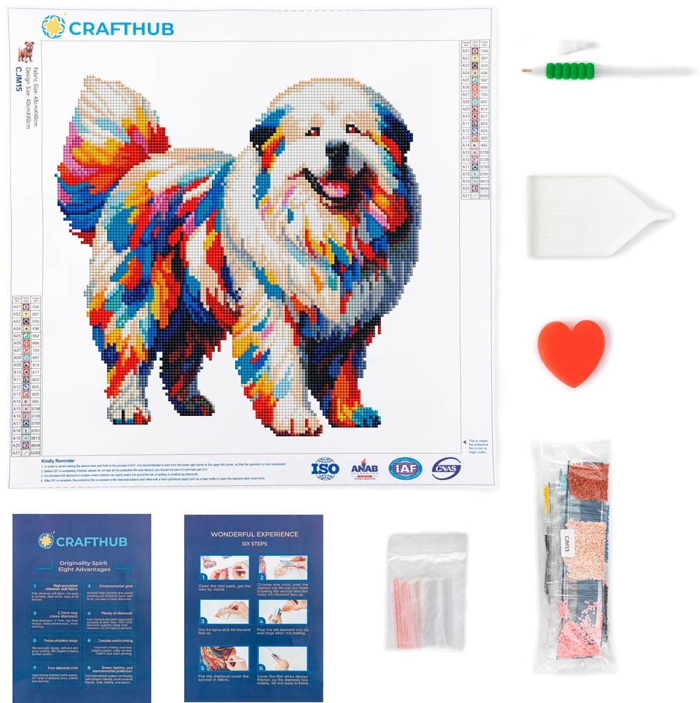 15.7"x15.7" / 40cm x 40cm Great Pyrenees Dog - Diamond Painting Kit