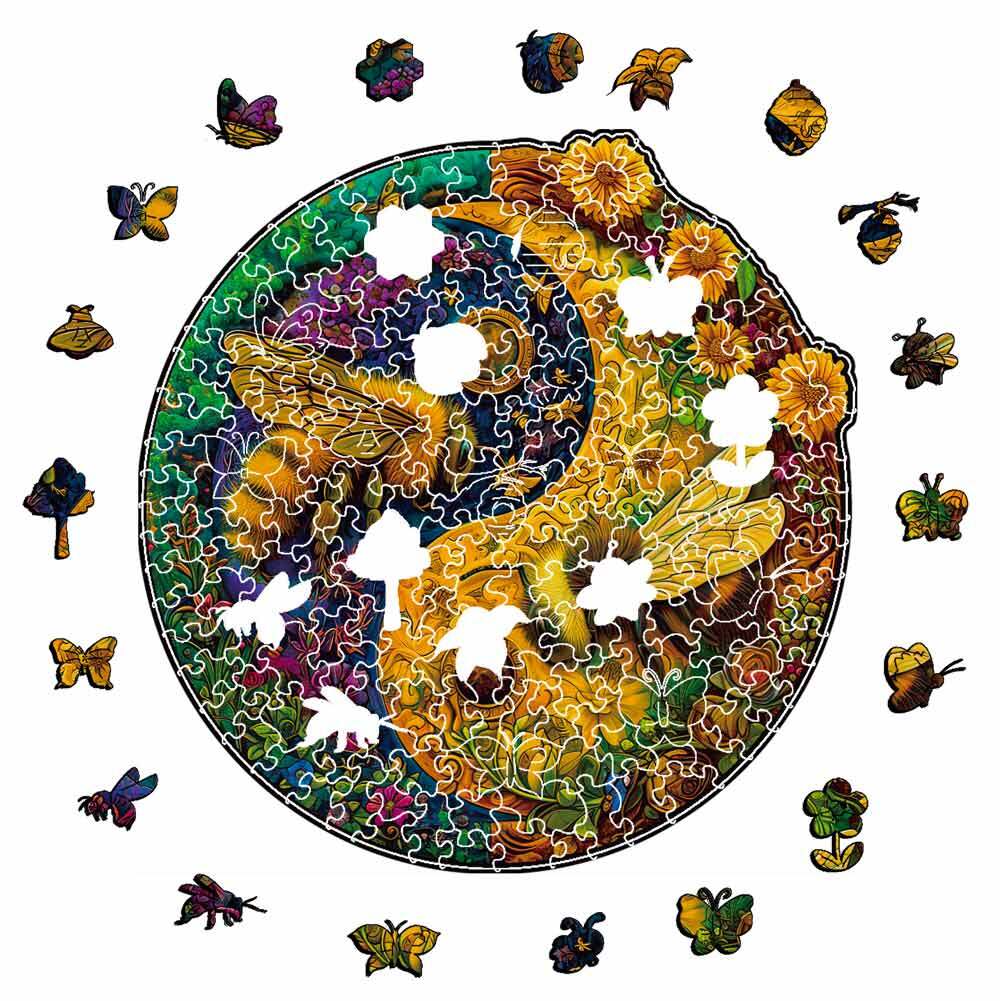 Animal Jigsaw Puzzle > Wooden Jigsaw Puzzle > Jigsaw Puzzle Pollinator Bees Yin-Yang - Jigsaw Puzzle