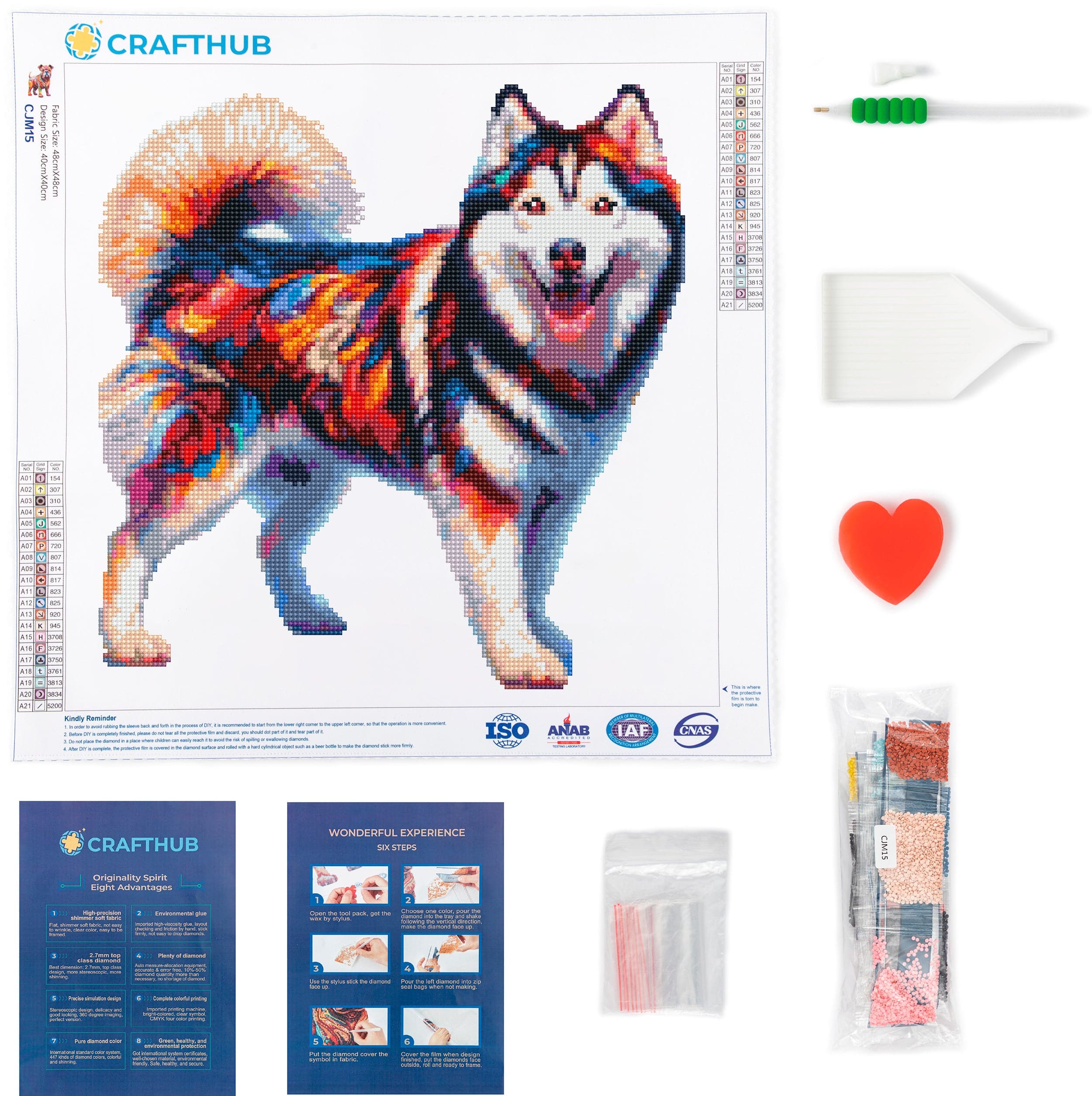 15.7"x15.7" / 40cm x 40cm Husky Dog - Diamond Painting Kit