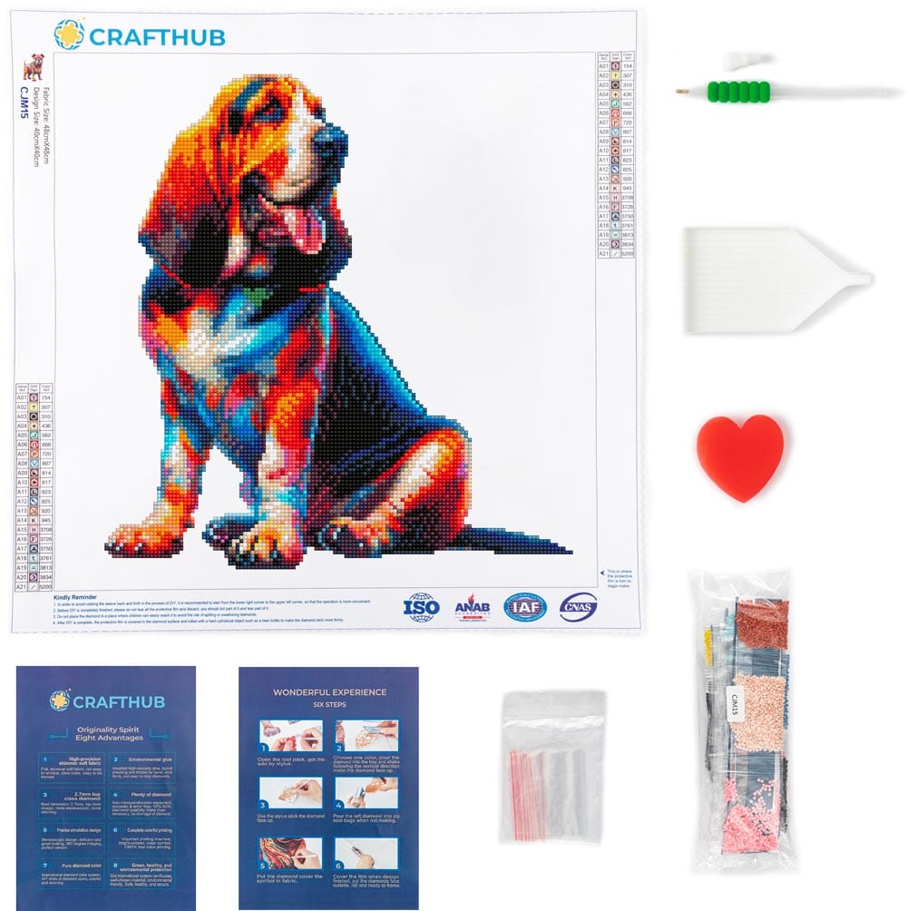 15.7"x15.7" / 40cm x 40cm Bloodhound Dog - Diamond Painting Kit