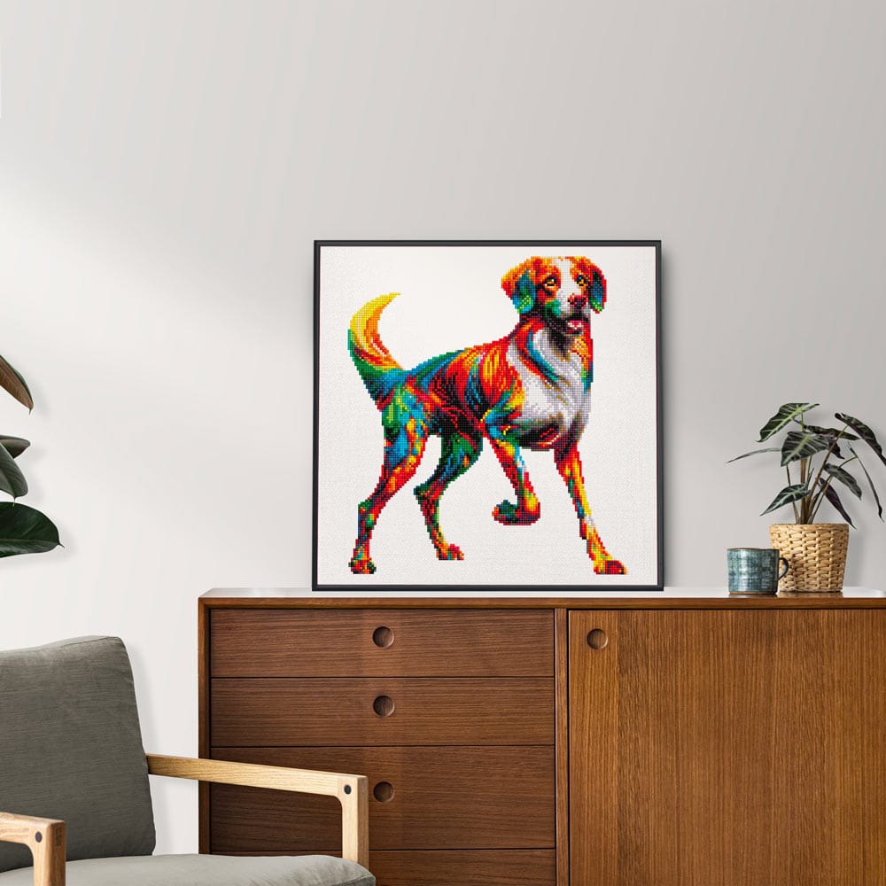 15.7"x15.7" / 40cm x 40cm Brittany Dog - Diamond Painting Kit