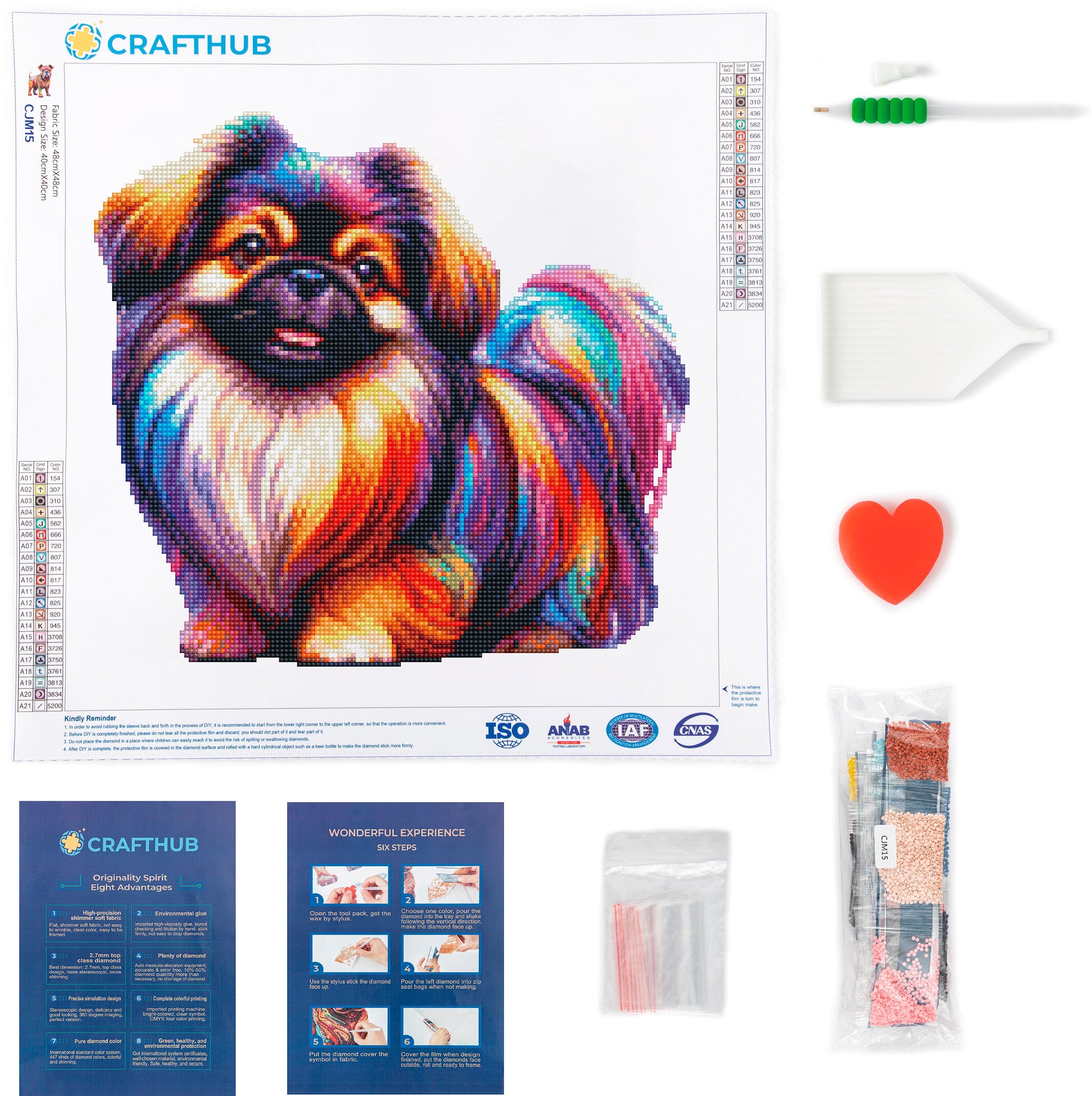 15.7"x15.7" / 40cm x 40cm Pekingese Dog - Diamond Painting Kit