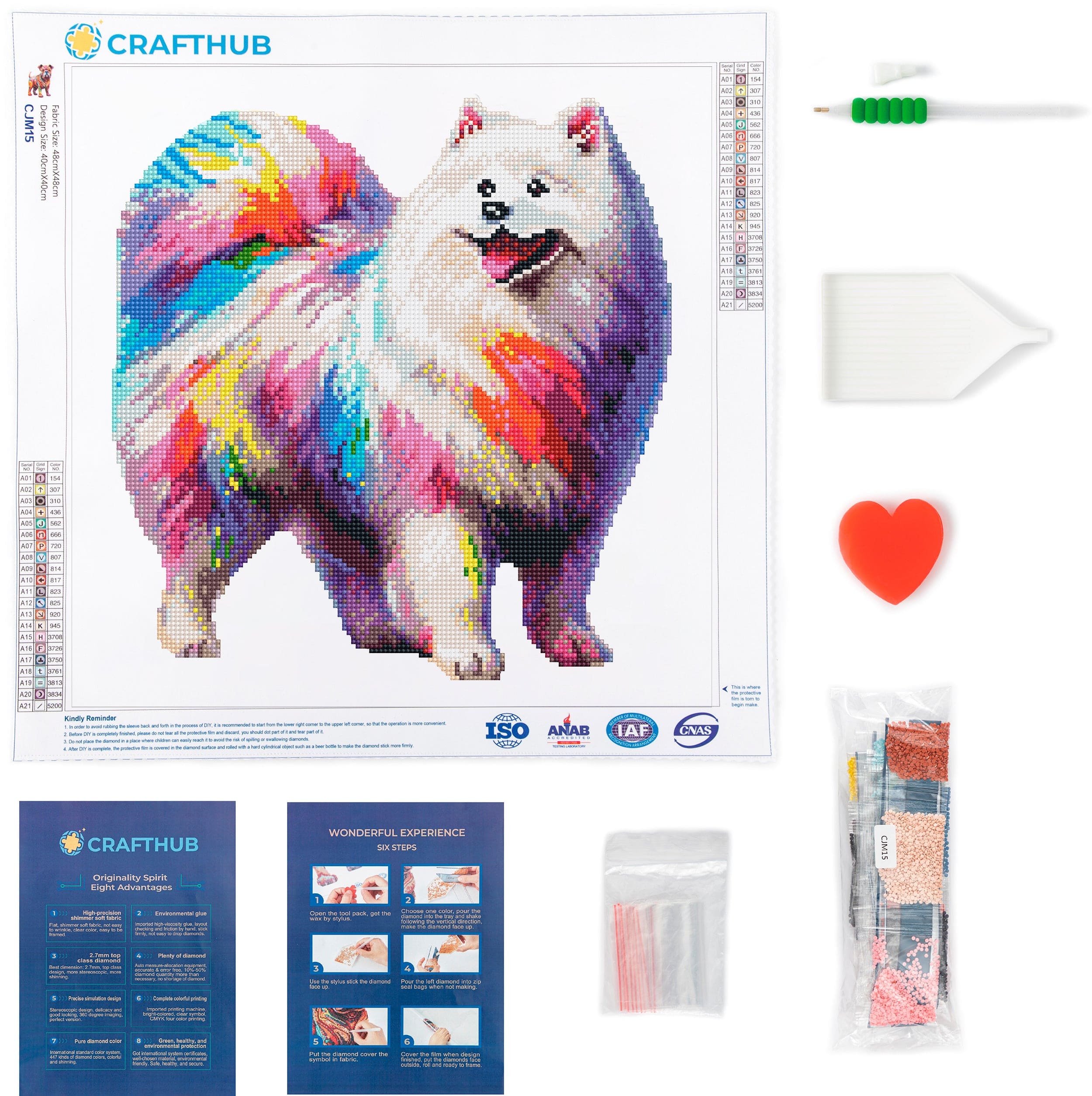 15.7"x15.7" / 40cm x 40cm Samoyed Dog - Diamond Painting Kit