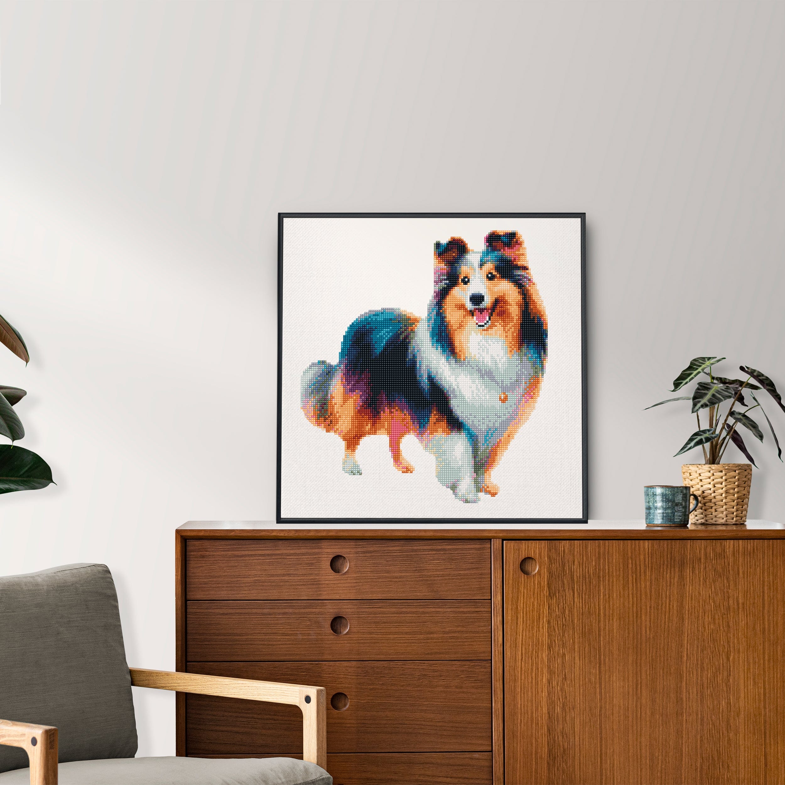 15.7"x15.7" / 40cm x 40cm Shetland Sheepdog / Sheltie Dog - Diamond Painting Kit