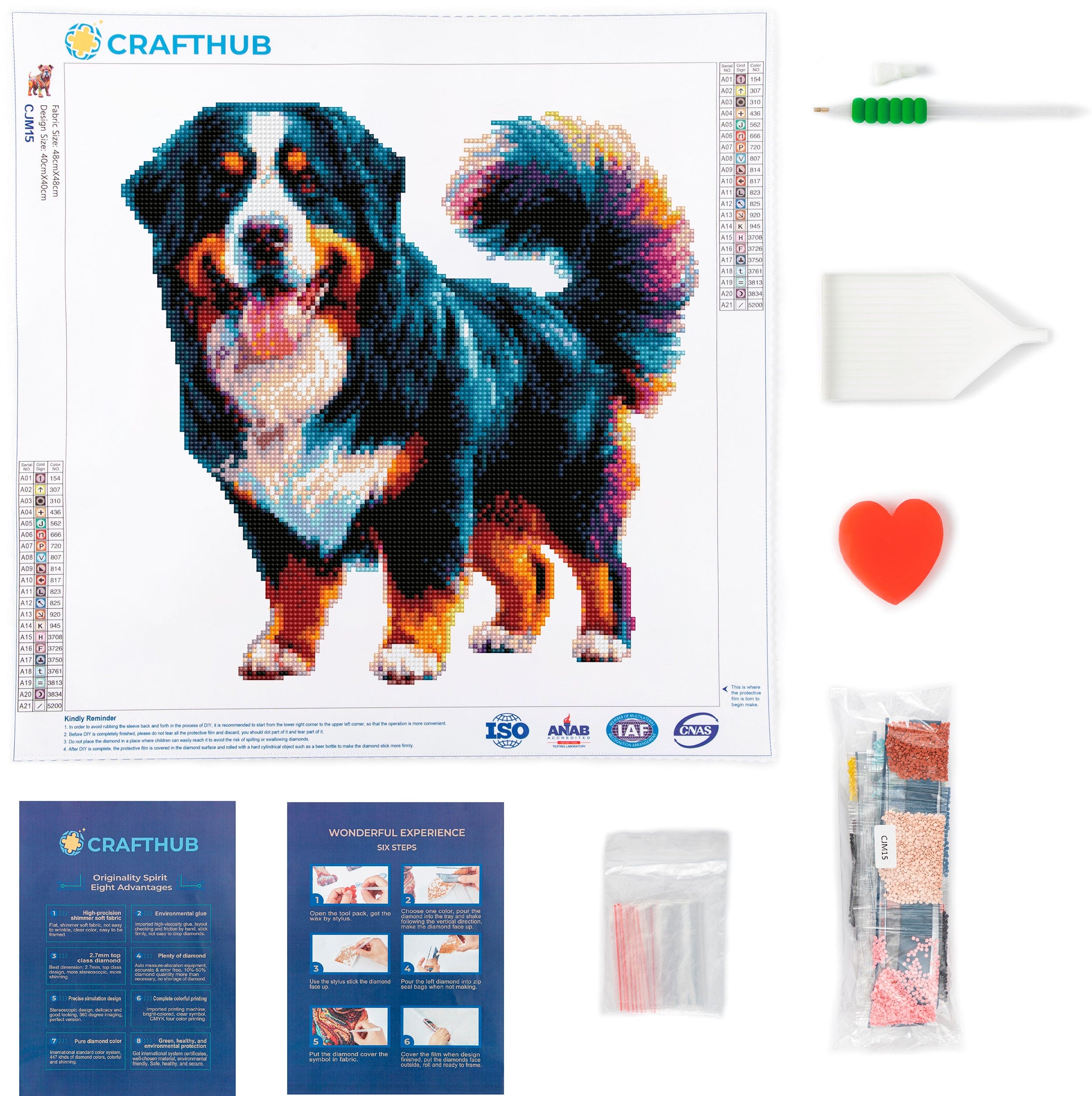 15.7"x15.7" / 40cm x 40cm Bernese Mountain Dog - Diamond Painting Kit