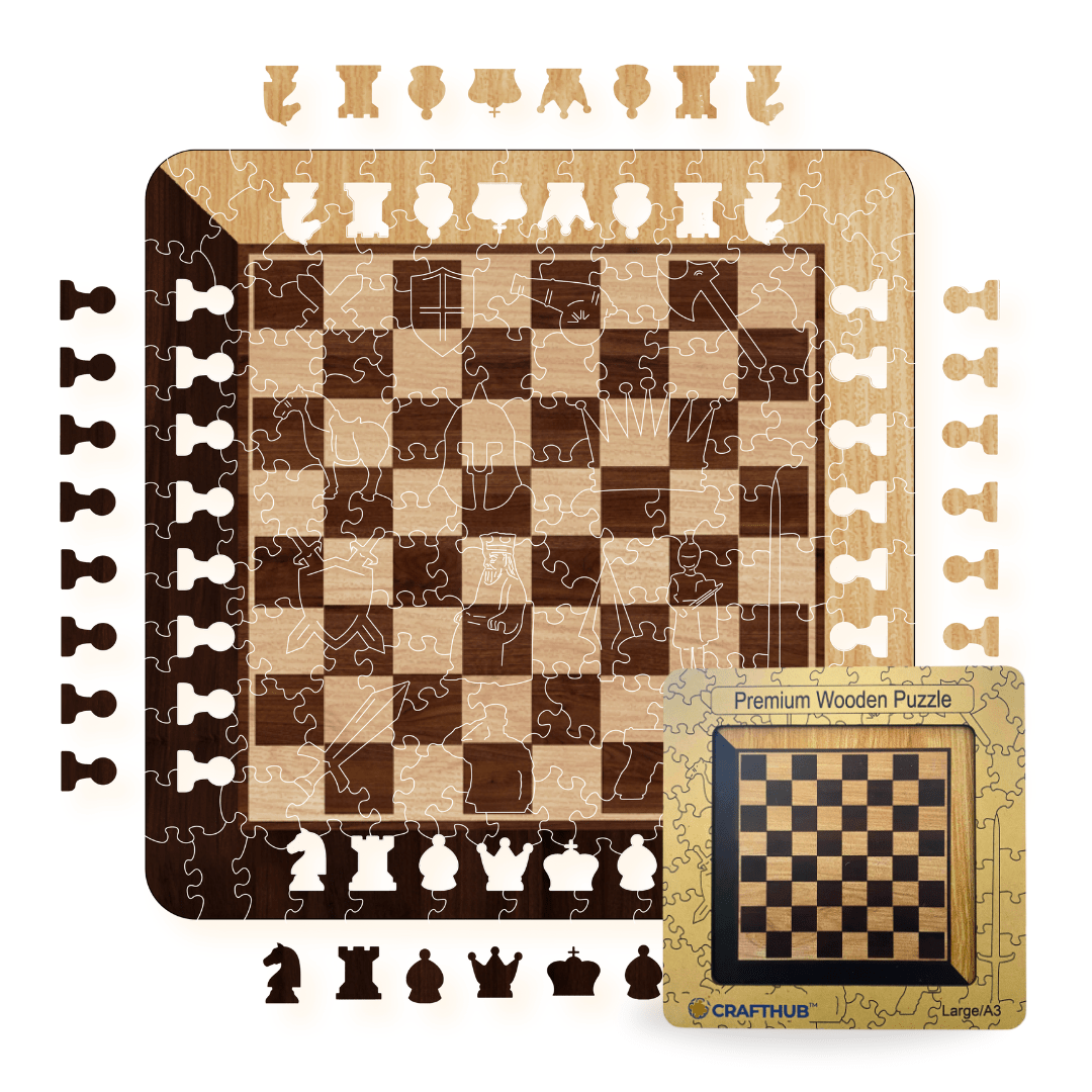 jigsaw puzzle A3 (27.9x27.9 CM / 10.9x10.9")+Wooden Box Chess - Jigsaw Puzzle