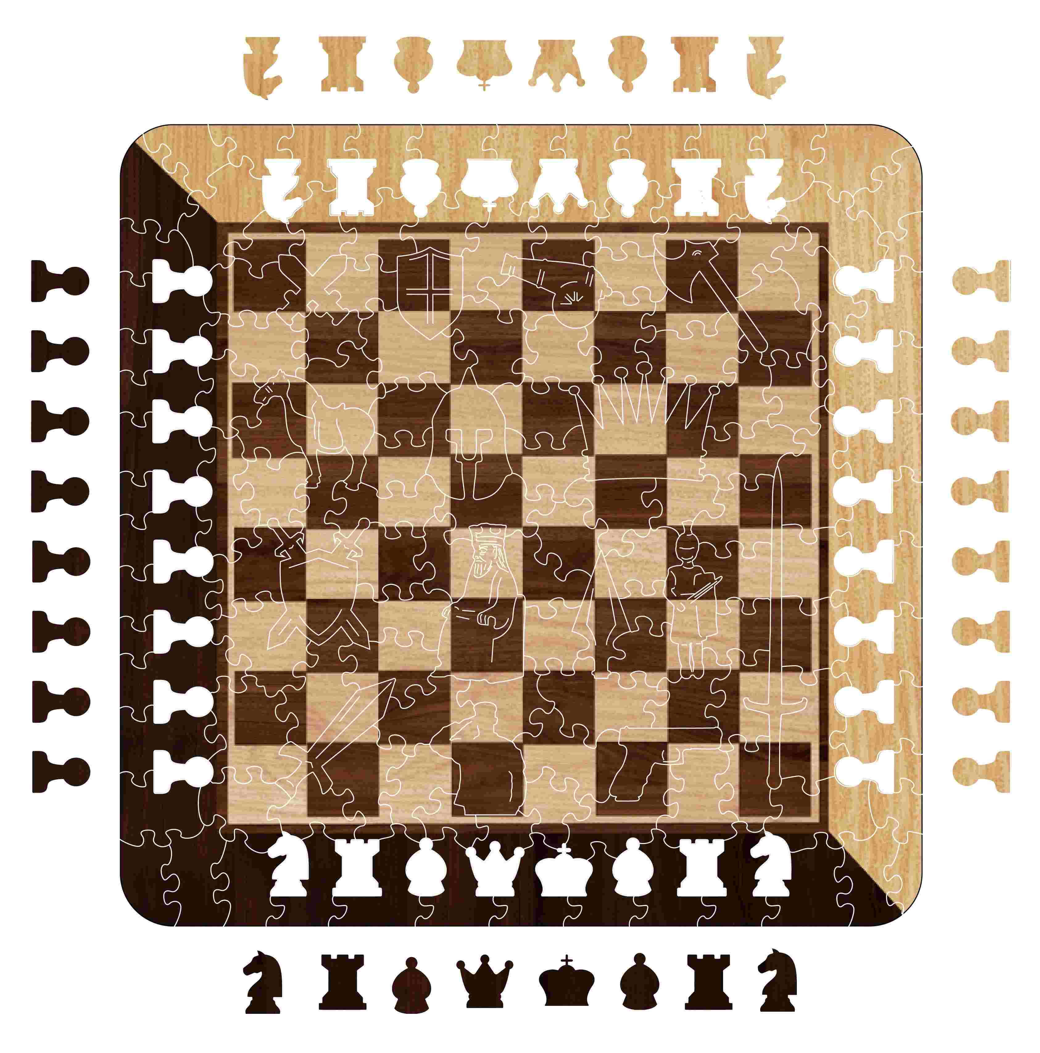 Animal Jigsaw Puzzle > Wooden Jigsaw Puzzle > Jigsaw Puzzle A3 (27.9x27.9 CM / 10.9x10.9") Chess - Wooden Jigsaw Puzzle