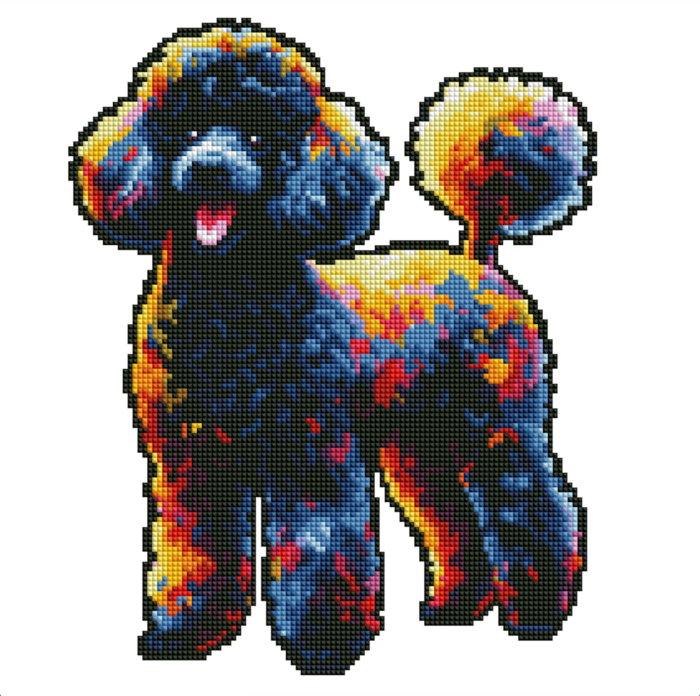 15.7"x15.7" / 40cm x 40cm Black Poodle Dog - Diamond Painting Kit